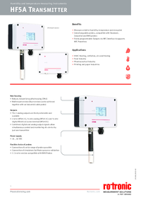 Thumbnail of document Data Sheet - HF5A Humidity & Temperature Transmitter